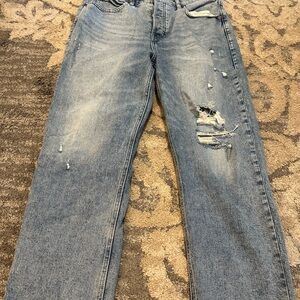 Old Navy Women's Light Blue Distressed Straight Leg Pants